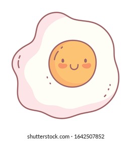 fried egg breakfast menu restaurant cartoon food cute vector illustration