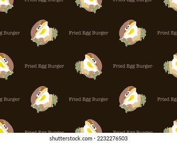 Fried Egg Burger cartoon character seamless pattern on brown background