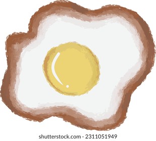 huevo frito con quemadura de borde, dibujos a mano.