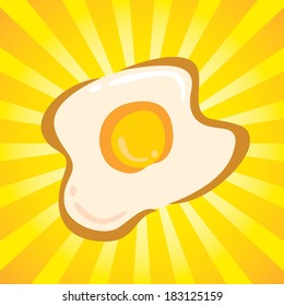 fried egg with burst background