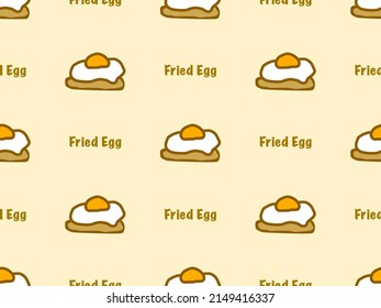 Fried egg cartoon Charakter nahtloses Muster auf gelbem Hintergrund.