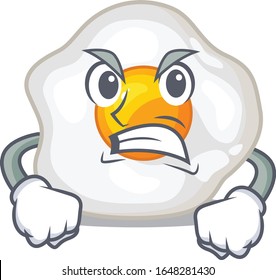 Fried egg cartoon character style having angry face