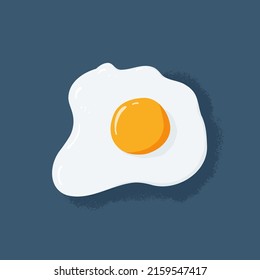 Fried Egg cartoon icon isolated on blue background. Healthy breakfast. Morning food. Top view. Color flat vector illustration