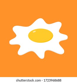 fried egg cartoon isolated on orange color background. vector illustration