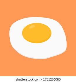 fried egg cartoon isolated on orange color background. vector illustration