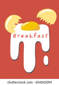 Fried egg in cartoon style