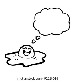fried egg cartoon with thought bubble