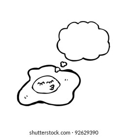 fried egg cartoon with thought bubble