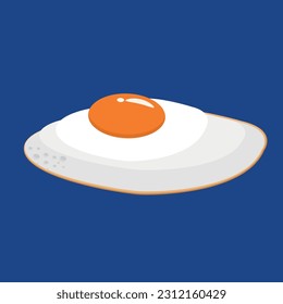 fried egg cartoon vector with blue background