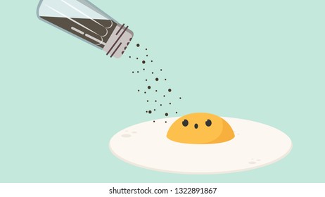 Fried egg cartoon vector. character design. wallpaper. free space for text. copy space.