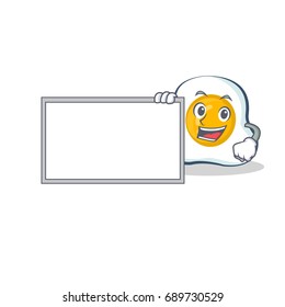 fried egg character cartoon with board fried egg character cartoon with board