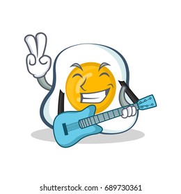 fried egg character cartoon with guitar