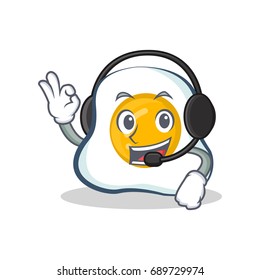fried egg character cartoon with headphone