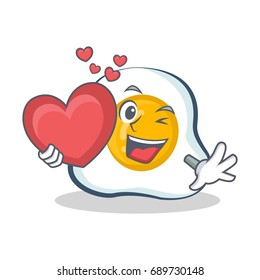 fried egg character cartoon with heart