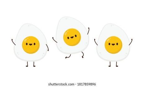 Diseño de carácter de huevo frito. Huevo frito sobre fondo blanco.