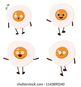 fried egg character emotions  vector illustration design