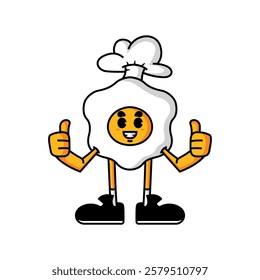 Fried egg character mascot, very suitable for your needs