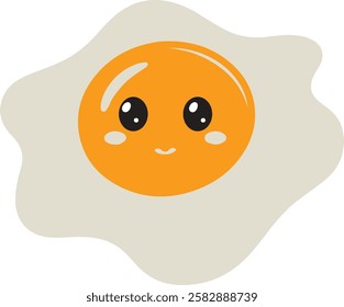 Fried Egg Character, Quirky Illustrations, Cute Food Illustration, Kawaii Breakfast, Happy Yolk Emoji, Quirky Doodle Art, Playful Food Design, Smiling Egg Cartoon, Childish Vector Art