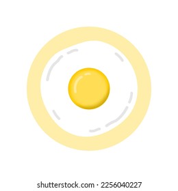 Desayuno sabroso de pollo de huevo frito en círculo amarillo sobre fondo blanco dibujo vectorial