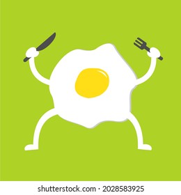 Fried egg, for children's learning equipment, t-shirt children and simple vectors