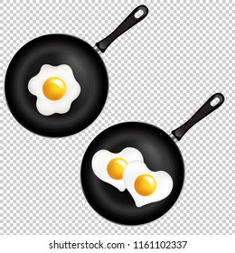 Fried Egg Collection Transparent Background With Gradient Mesh, Vector Illustration