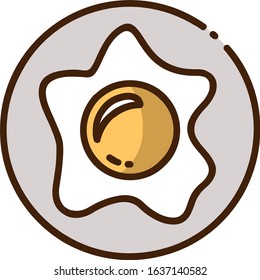 fried egg color vector illustration
