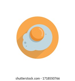 fried egg colorful flat icon with long shadow. egg flat icon