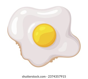 Fried Egg as Cooked Dish with White and Yellow Yolk Vector Illustration