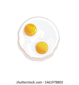 Fried egg.  Cooking lunch, dinner, breakfast.Scrambled eggs. Isolated white background. 