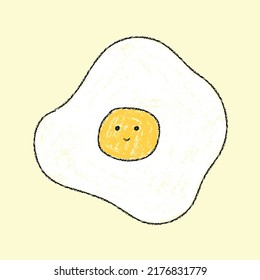 Fried Egg Crayon Style Illustration, Fried Egg Logo, Egg Logo