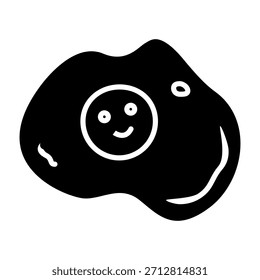 Fried egg cute icon in glyph style