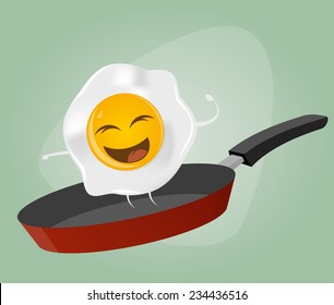 Fried Egg Is Dancing In A Pan