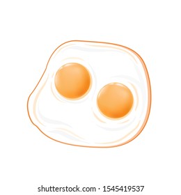 Fried egg, delicious breakfast. Vector illustration.