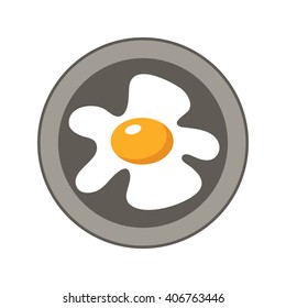 Fried egg in a dish isolated on white background