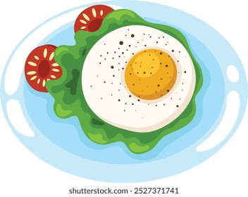 fried egg with dish vector