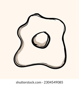 fried egg doodle icon with background cream