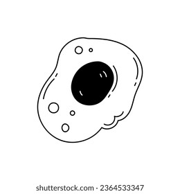 Ilustración del doodle de huevo frito. Desayuno con arte negro. Arte vectorial. Estilo de tinta y esbozo