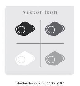 Fried egg flat black and white vector icon.