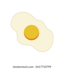 Fried egg in flat design. Chicken food product, morning protein breakfast. Vector illustration isolated.