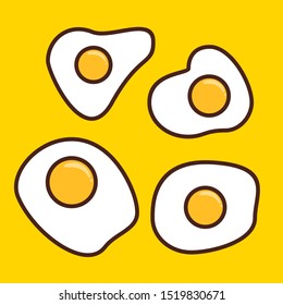 Fried egg flat design. Scrambled eggs icon vector illustration. 