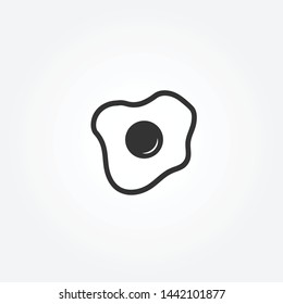 Fried egg - flat food icon design. Black and white. Vector illustration