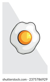 Fried egg. Flat fried egg icon. Closeup of fried egg