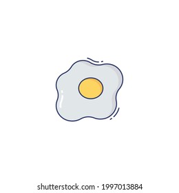 huevo frito Icono plano aislado en fondo blanco