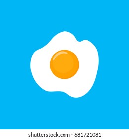 Fried egg flat icon with long shadow.
