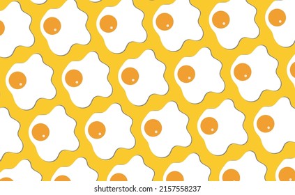 Fried egg flat icon. Fried egg pattern. Fried egg isolated on yellow background.