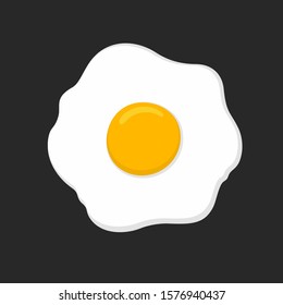Fried egg in flat style on dark background. Vector illustration