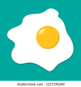 Fried Egg in flat style. Vector illustration. Simple Fried Egg isolated