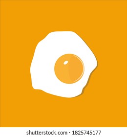 Fried egg flat vector illustration isolated on yellow background with copy space svg