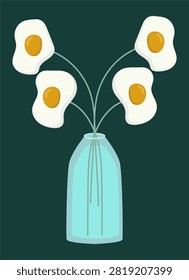 Fried Egg Flowers in a Vase