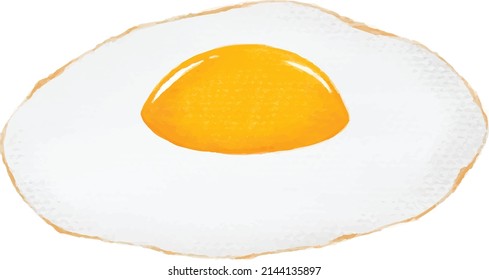Fried egg, Food hand drawn isolated on white background, vector illustration.